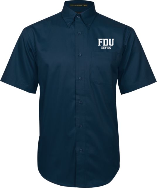 FDU Devils Twill Button Down Short Sleeve FDU Devils Stacked - ONLINE ONLY