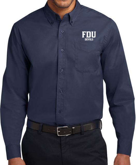 FDU Devils Twill Button Down Long Sleeve FDU Devils Stacked - ONLINE ONLY