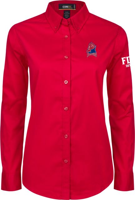 FDU Devils Ladies Twill Button Down Long Sleeve FDU Devils Mascot - ONLINE ONLY